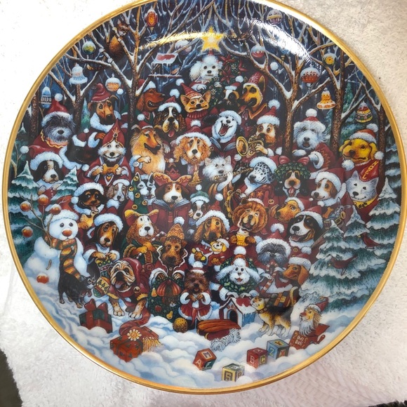 Franklin Mint Wall Decor Santa Paws Limited Edition Dogs Decorative